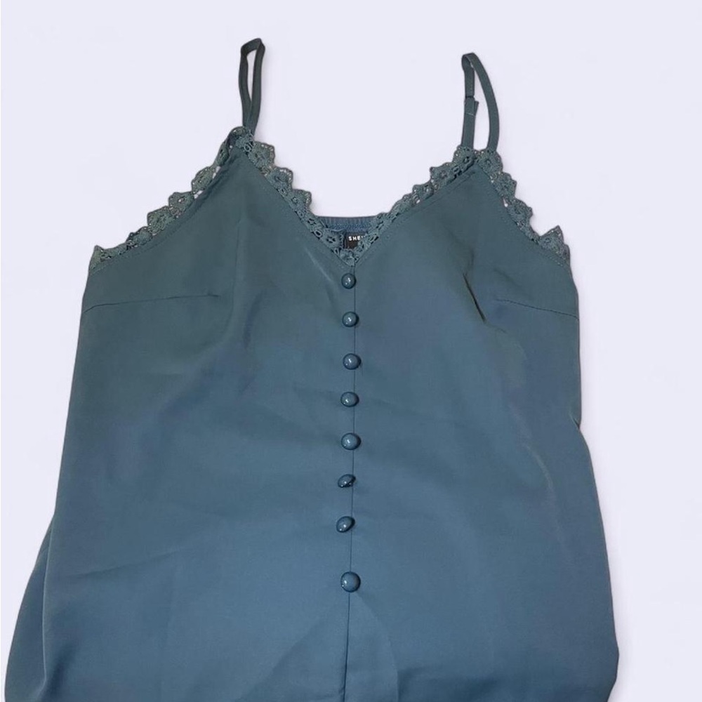 SHEIN Teal Lace Trim Camisole